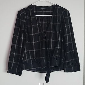 Madewell black and white wrap shirt!